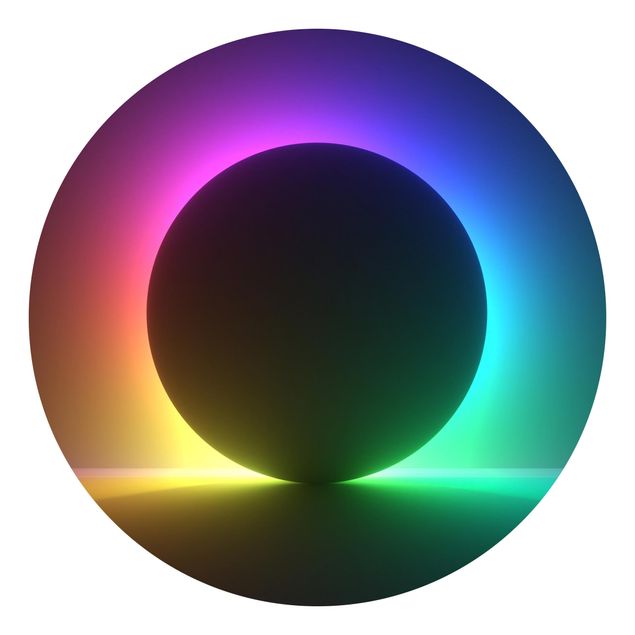 Okrągła tapeta samoprzylepna - Black Circle With Neon Light