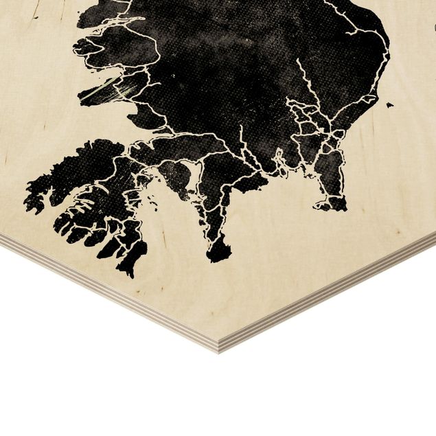 Obraz heksagonalny z drewna - Czarna Islandia