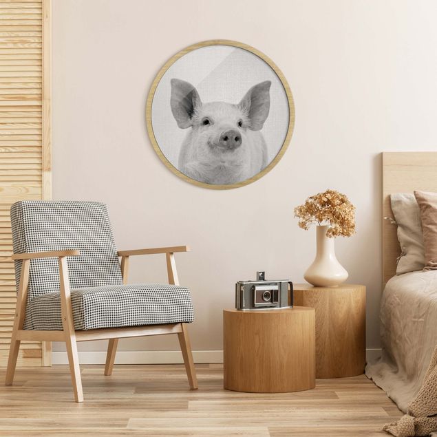 Obrazy w ramie zwierzęta Świnia Schorsch czarno-biały