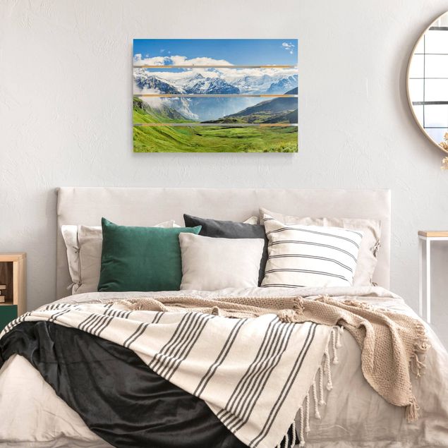 Obrazy z drewna Szwajcarska panorama alpejska