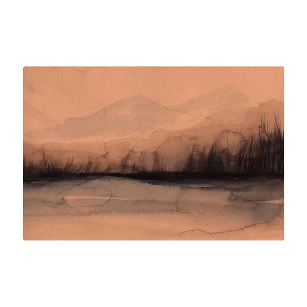 Mata korkowa - Brzeg jeziora z górami I
