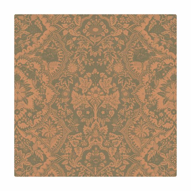 Mata korkowa - Tapeta w stylu shabby baroque w kolorze lazurowym II