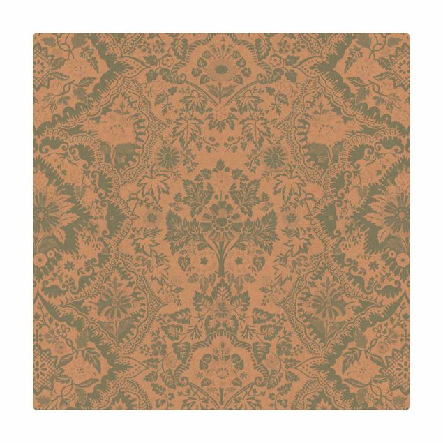 Mata korkowa - Tapeta w stylu shabby baroque w kolorze lazurowym