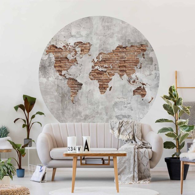 Dekoracja do kuchni Mapa świata Shabby Concrete Brick