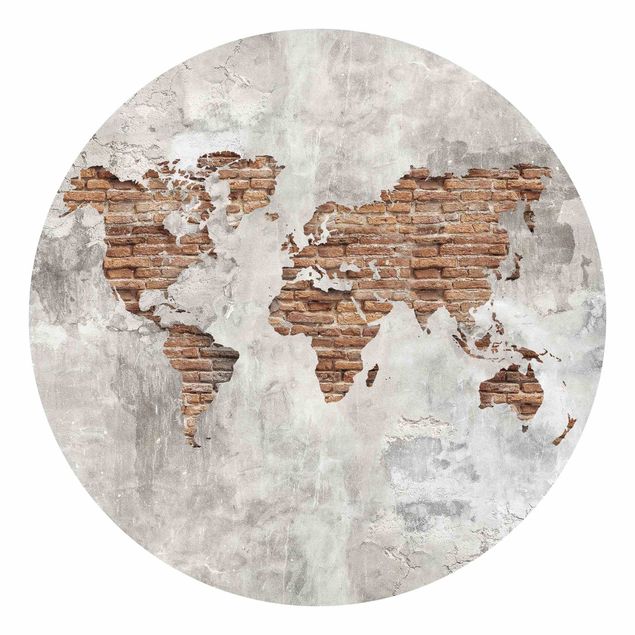 Fototapeta 3d Mapa świata Shabby Concrete Brick