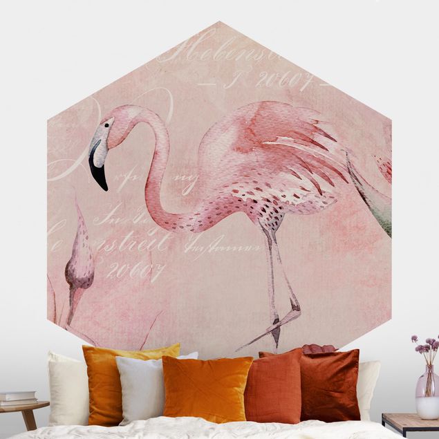 Flamingi tapeta Shabby Chic Kolaż - Flamingo