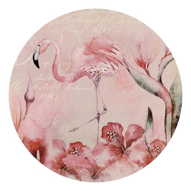 Fototapeta różowa Shabby Chic Kolaż - Flamingo