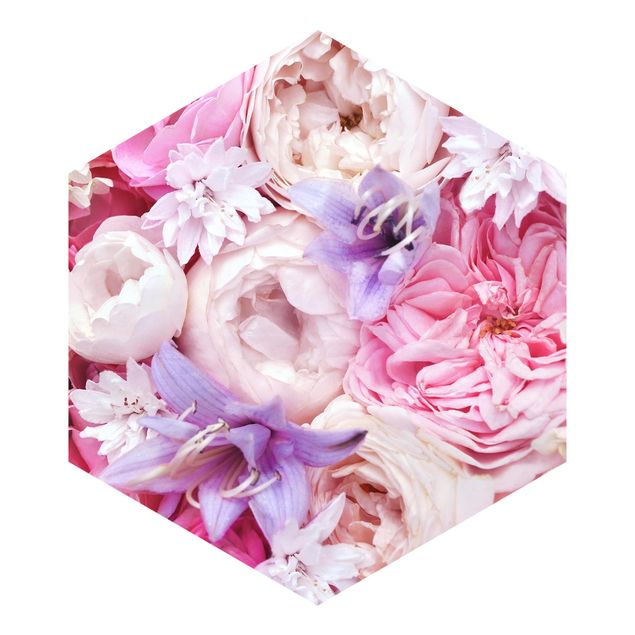Fototapeta Róże w stylu shabby z kwiatami dzwonków
