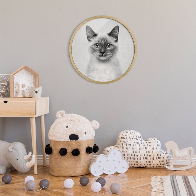 Obrazy w ramie dla dzieci Kot syjamski Sibylle czarno-biały