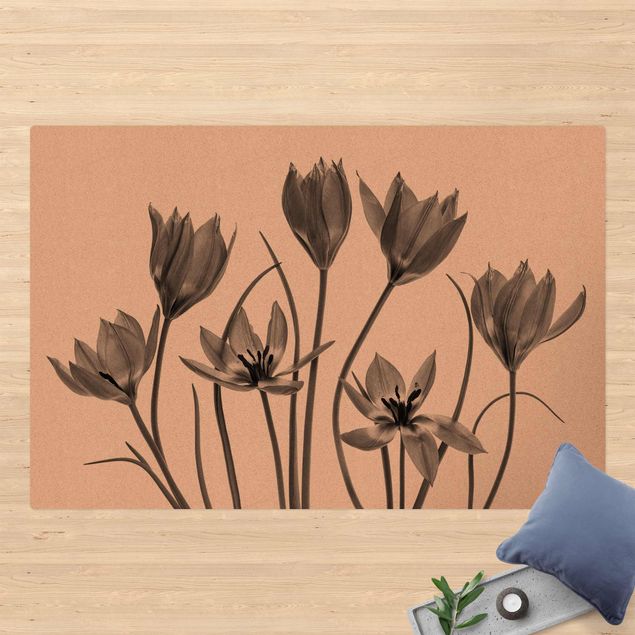 nowoczesny dywan Siedem kwiatów tulipana Czarno-biały
