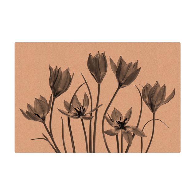 duży dywan Siedem kwiatów tulipana Czarno-biały