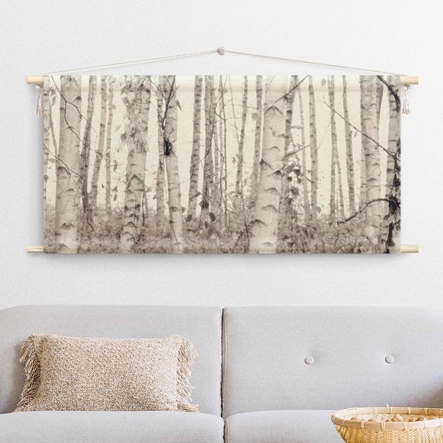 Obrazy nowoczesne Silver Birch Tree In White Light