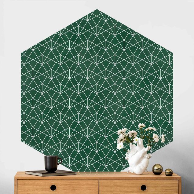 Tapeta geometryczna Emerald Art Deco Wzór linii