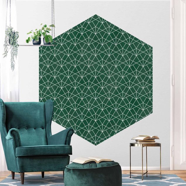 Tapety vintage Emerald Art Deco Wzór linii