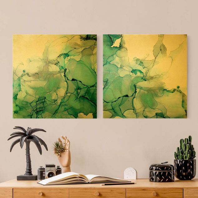 Obrazy na płótnie abstrakcja Zestaw burzowy Smaragd