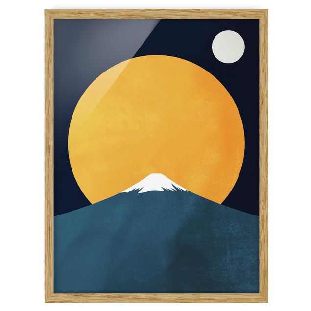 Obrazy w ramie do łazienki Słońce, księżyc i góry