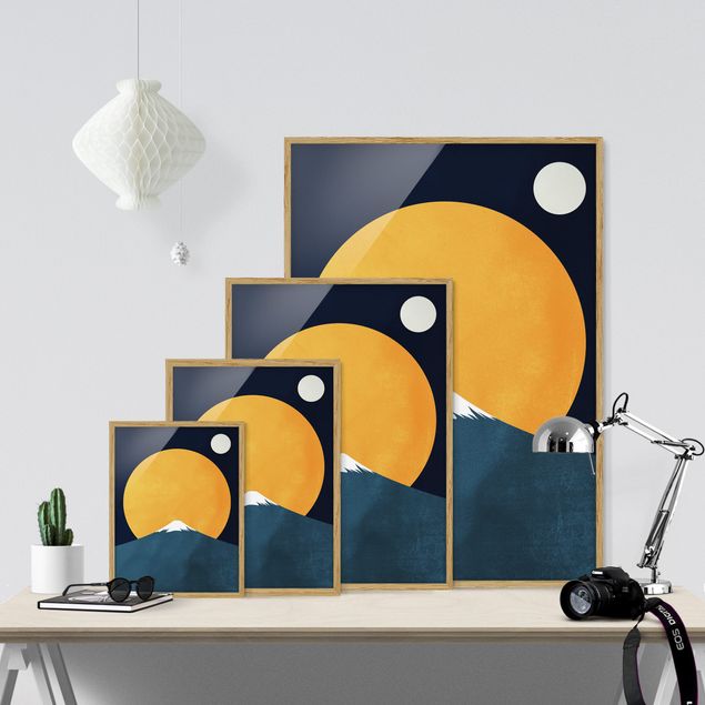 Obrazy w ramie do kuchni Słońce, księżyc i góry