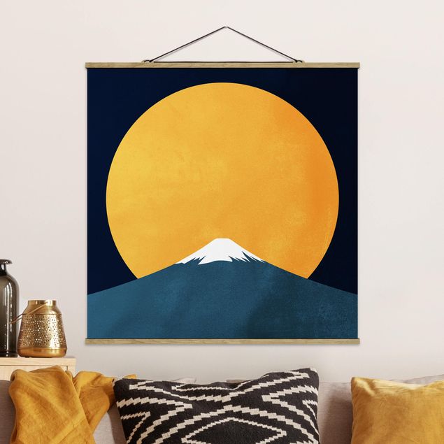 Dekoracja do kuchni Słońce, księżyc i góry