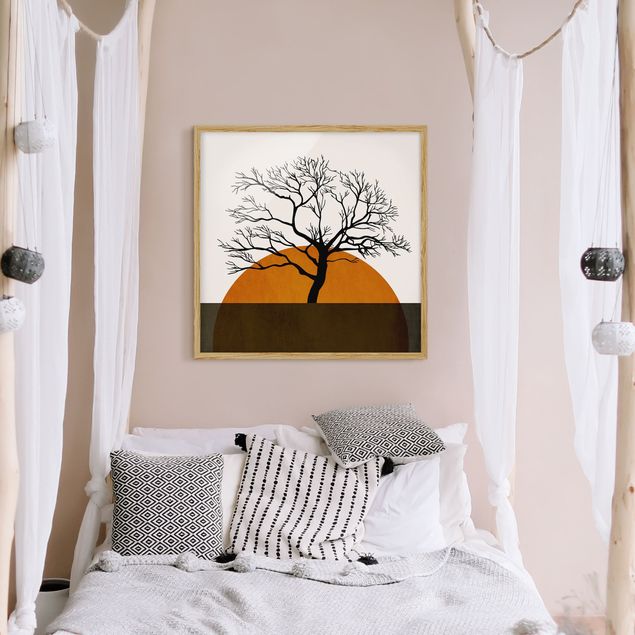 Obrazy w ramie abstrakcja Słońce z drzewem