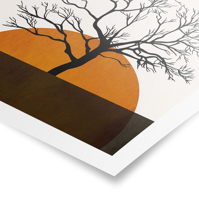 Obrazy na ścianę krajobrazy Słońce z drzewem