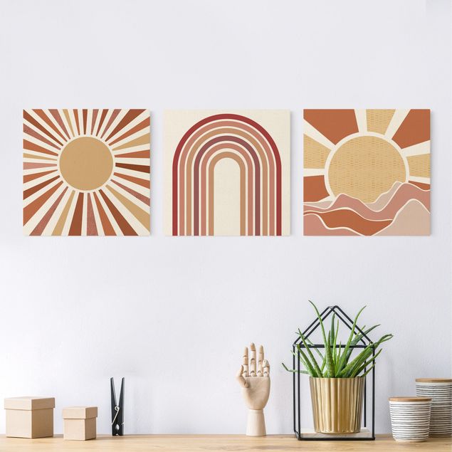 Obrazy do salonu nowoczesne Słońce i tęcza
