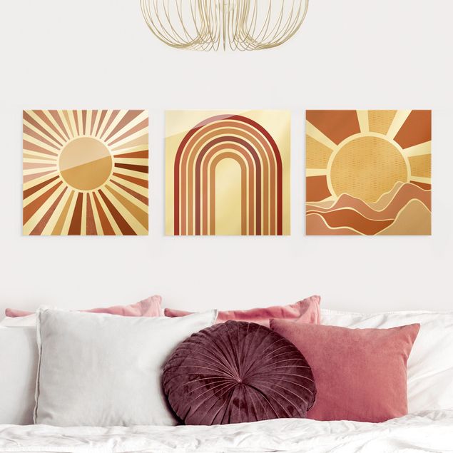 Obrazy na szkle kwadrat Słońce i tęcza