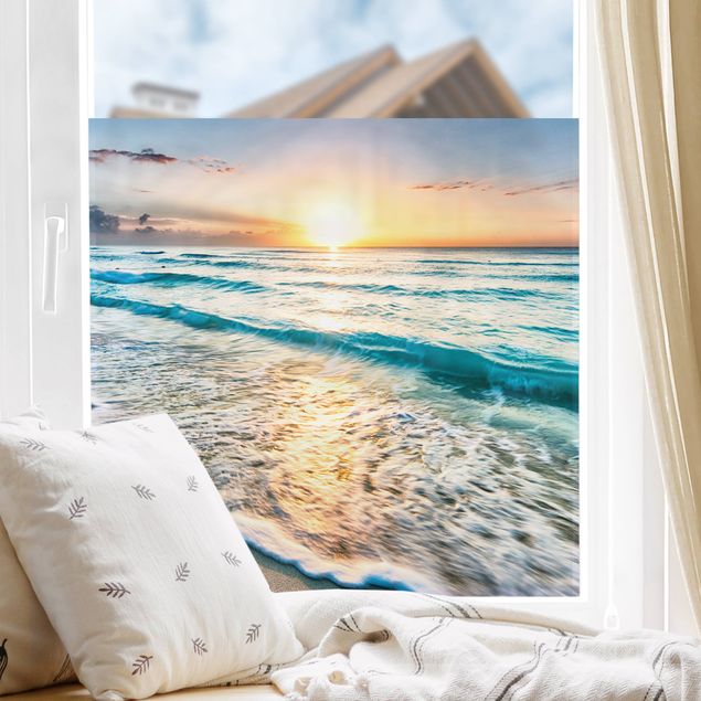 Folia okienna do salonu Zachód słońca na plaży