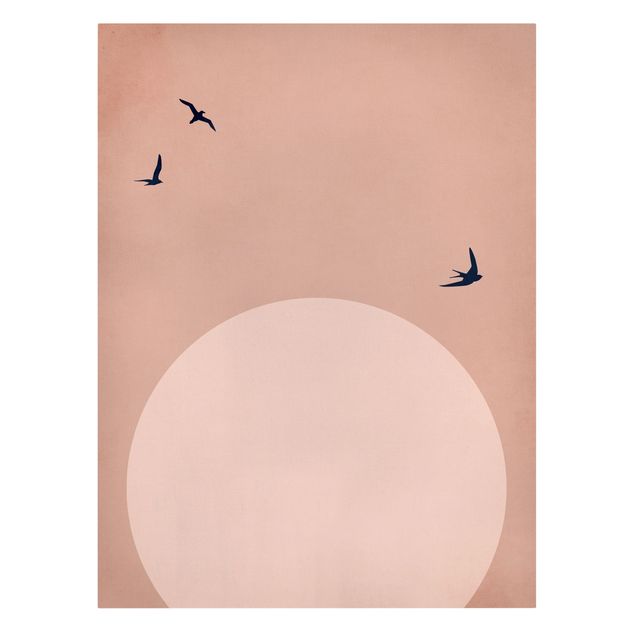 Obrazy ptaki na płótnie Zachód słońca w różu