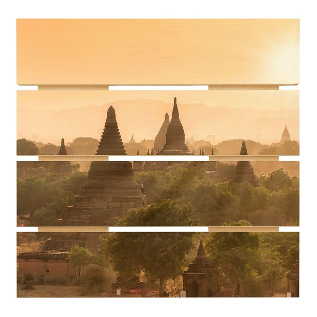 Obraz z drewna - Zachód słońca nad Baganem