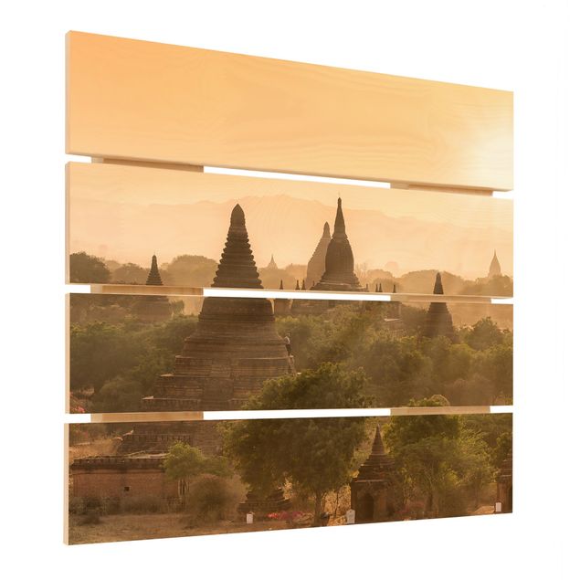 Obraz z drewna - Zachód słońca nad Baganem
