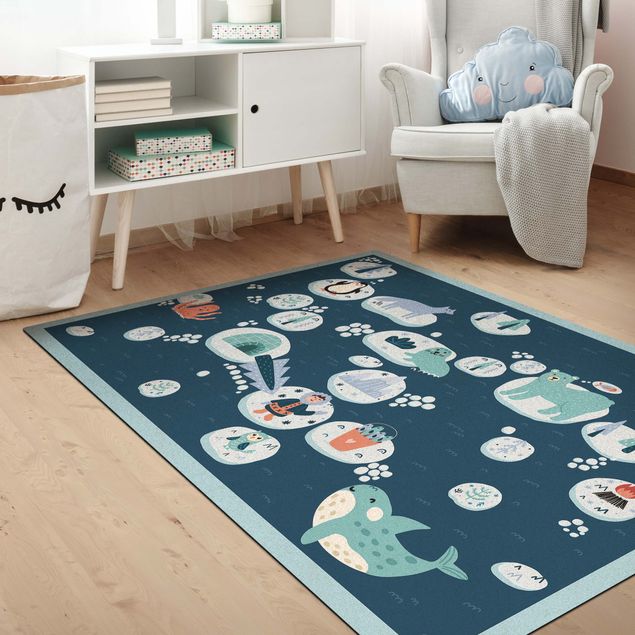 nowoczesny dywan Antarktyda - Niedźwiedź polarny Rudi chce rybę