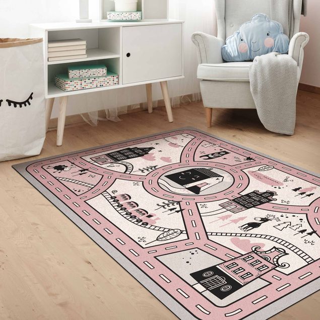 dywan dla dzieci Skandynawia - Różowe miasto