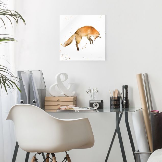 Obrazy na szkle zwierzęta Leaping Fox