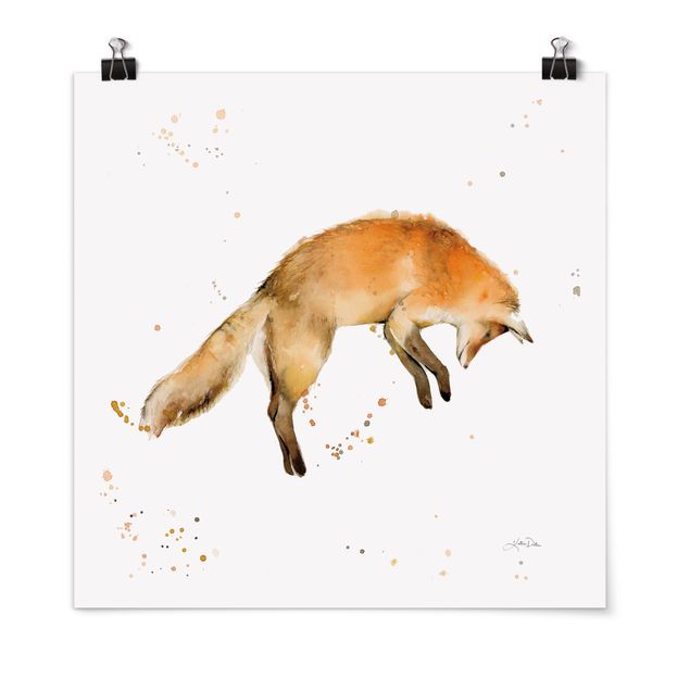Plakat o zwierzętach Leaping Fox