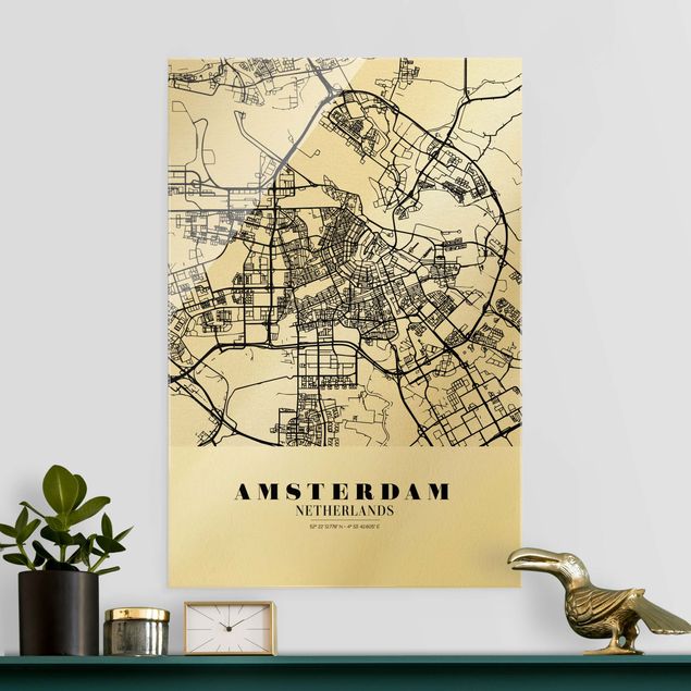 Obrazy na szkle architektura i horyzont Mapa miasta Amsterdam - Klasyczna