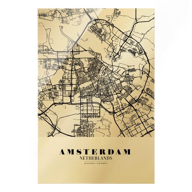 Obrazy nowoczesne Mapa miasta Amsterdam - Klasyczna