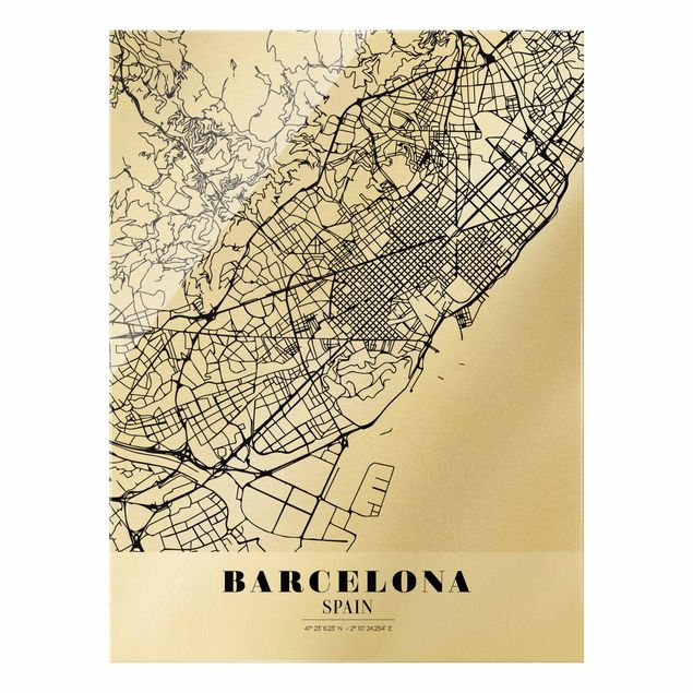 Nowoczesne obrazy do salonu City Map Barcelona - Klasyczna