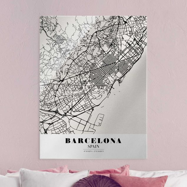 Obrazy na szkle portret City Map Barcelona - Klasyczna