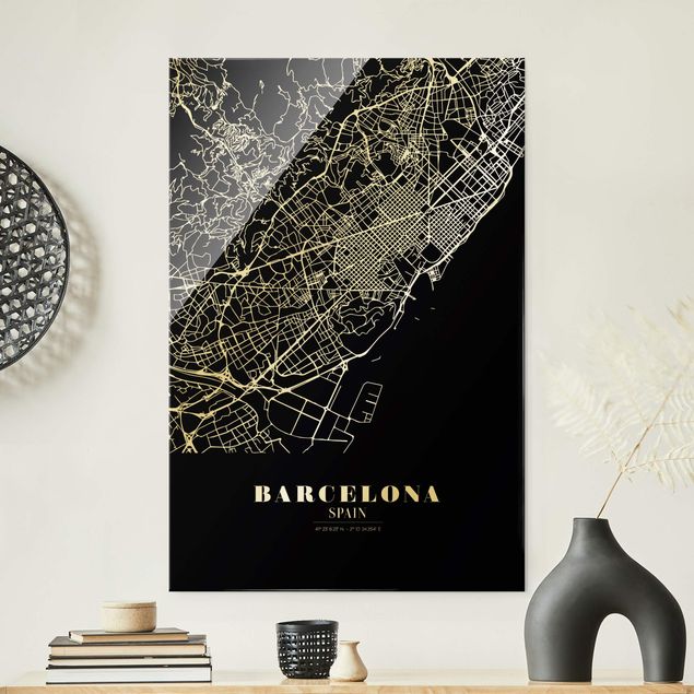 Dekoracja do kuchni Mapa miasta Barcelona - Klasyczna czerń
