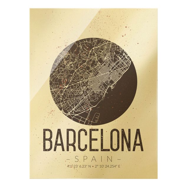 Obrazy do salonu nowoczesne Mapa miasta Barcelona - Retro