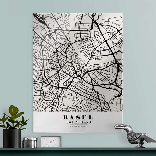 Obrazy na szkle portret Mapa miasta Bazylea - Klasyczna