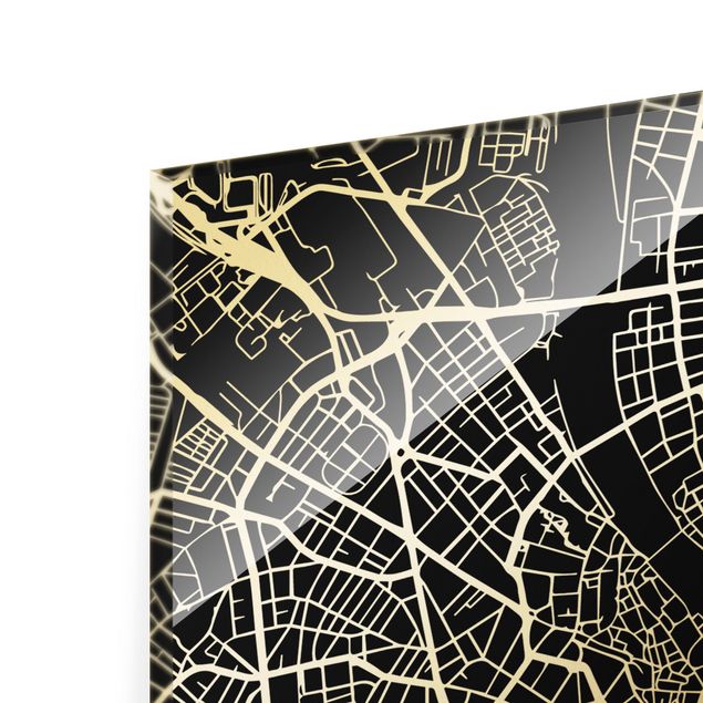 Obraz na szkle - Mapa miasta Bazylea - Klasyczna czerń