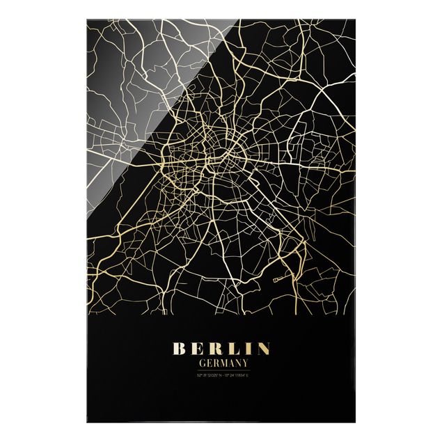 Obrazy na szkle portret Mapa miasta Berlin - Klasyczna czerń
