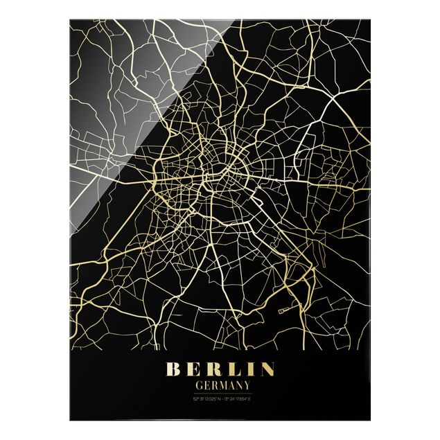 Obrazy na szkle portret Mapa miasta Berlin - Klasyczna czerń