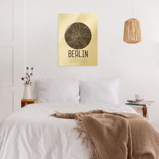 Obrazy na szkle mapy Mapa miasta Berlin - Retro