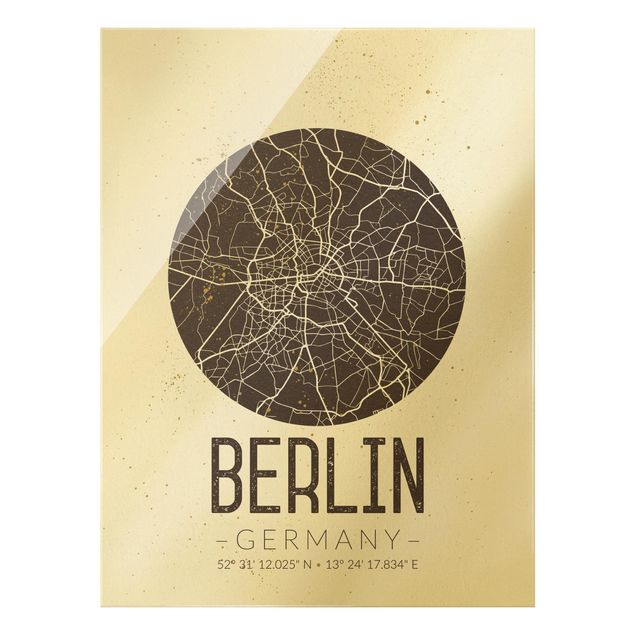Obrazy na szkle powiedzenia Mapa miasta Berlin - Retro