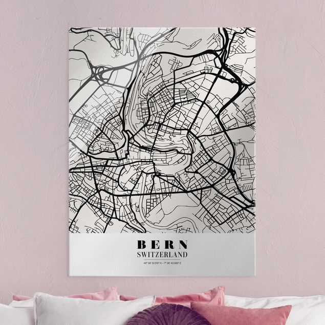 Obrazy na szkle portret Mapa miasta Berno - Klasyczna