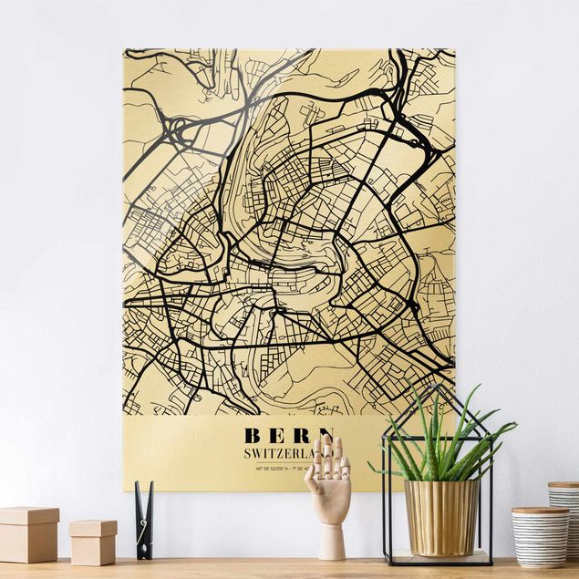 Dekoracja do kuchni Mapa miasta Berno - Klasyczna