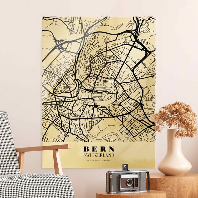 Obrazy na szkle portret Mapa miasta Berno - Klasyczna