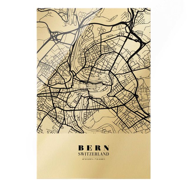 Obraz na szkle - Mapa miasta Berno - Klasyczna